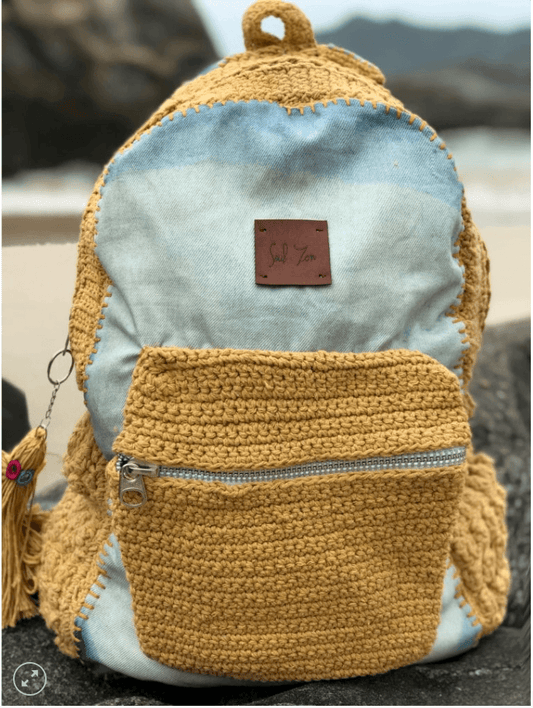 Mochila Boho Denim Mostarda